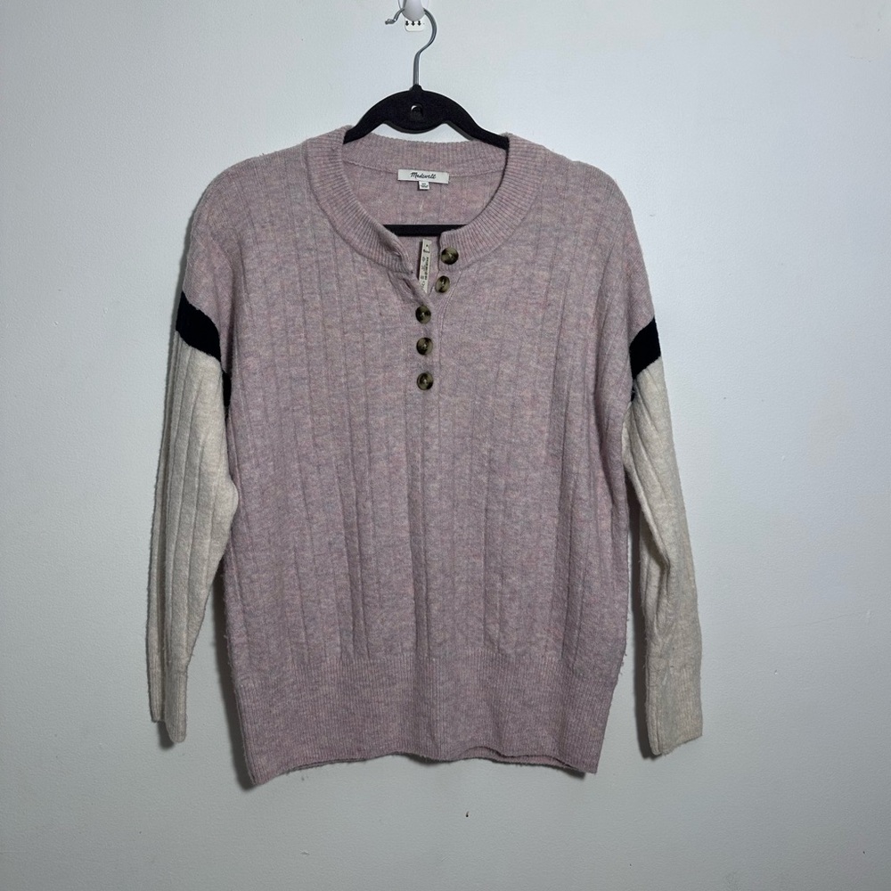 Madewell Pink and Cream Sweater